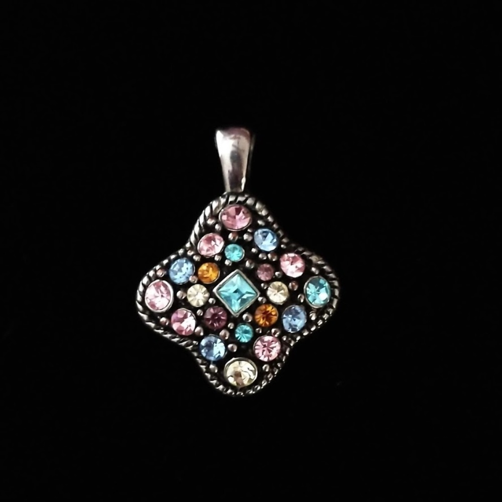 Silver Tone & Multicolour Rhinestone Pendant